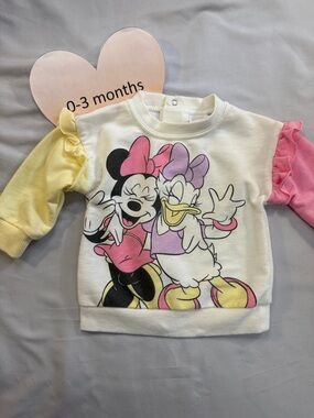 Disney - Minnie and Daisy Sweatshirt with Pink and Yellow Sleeves